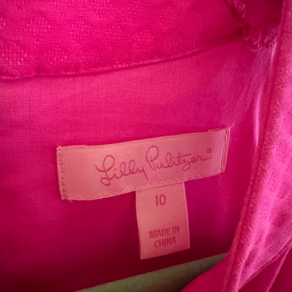 Lilly Pulitzer sleeveless hot pink w gold accent! Very elegant! Great condition! - Picture 3 of 4